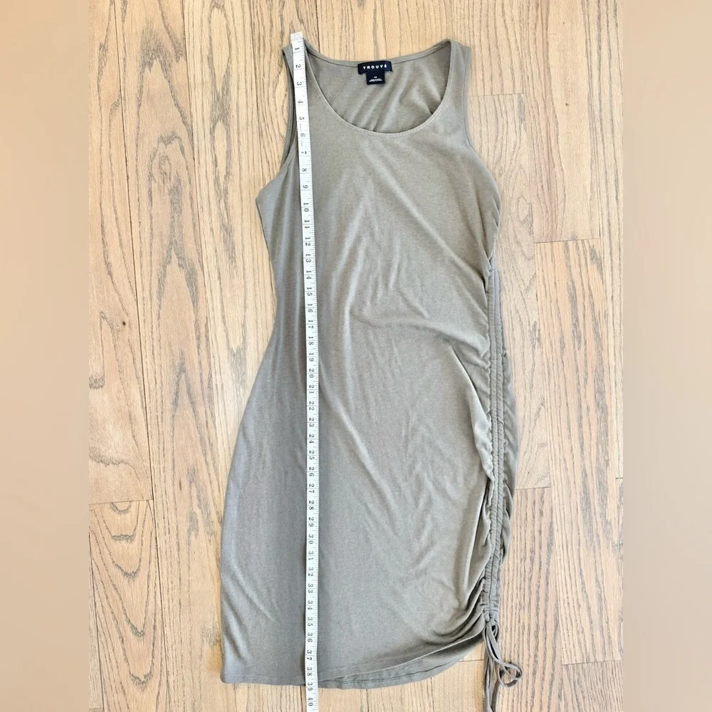 Trouvé Nordstrom Women’s Olive Green Ruched Dress Size X-Small - Picture 6 of 8